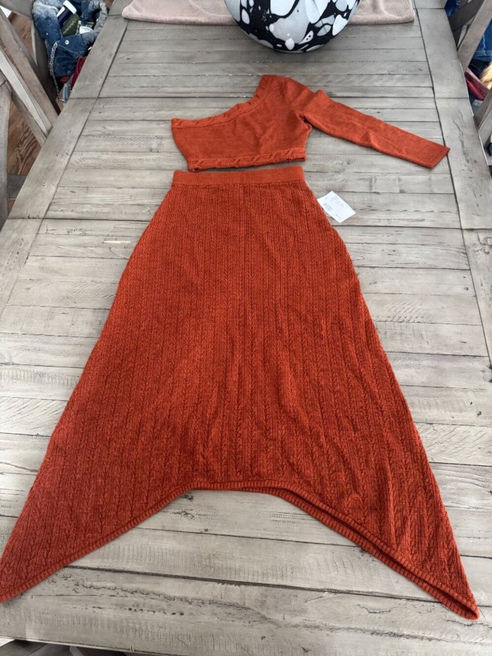 NWT Victor Glemaud 100% Wool Cable Knit Midi Skirt + Matching Top XS